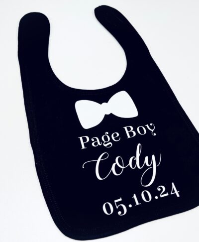 Personalised page boy bib with embroidered name