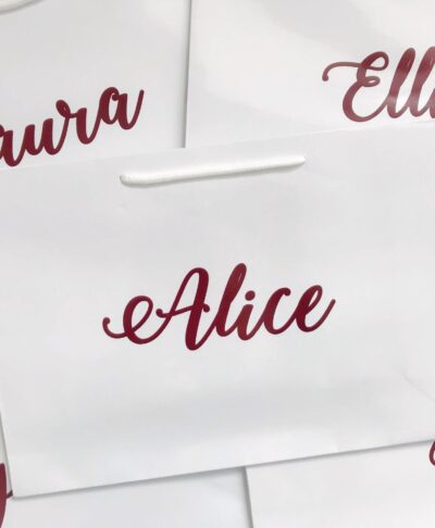 white gift bags for bridesmaids