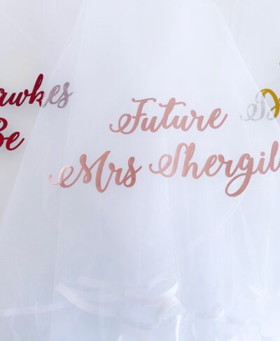 Personalised hen party veil for the bride to be