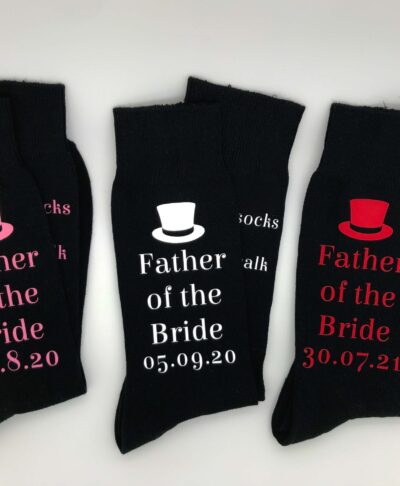 Personalised Father of the Bride socks with custom name