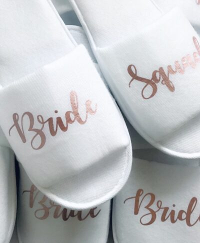 Personalised bride squad slippers for bridesmaids and maid of honour