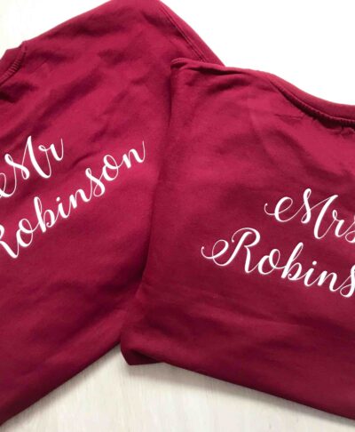 mr and mrs tshirts red and white