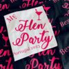 Personalised hen party vest with “My hen party” printed in hot pink lettering
