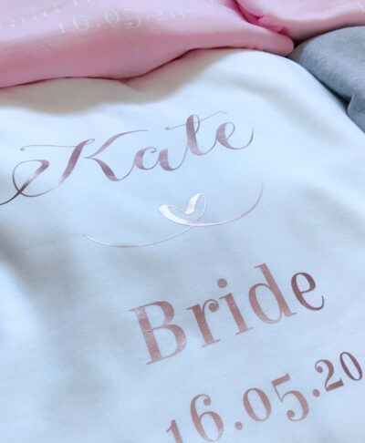 white personalised bridesmaid hoodie