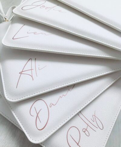 personalised bridesmaid clutch