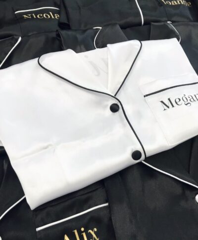 personalised satin short pyjamas