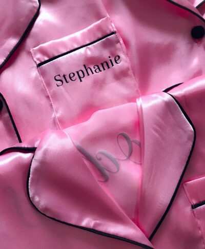 pink satin short bridesmaid pyjamas
