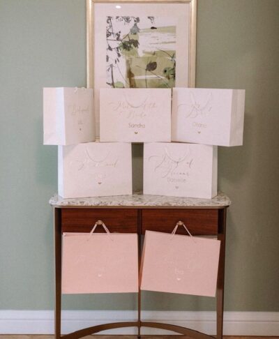 Personalised matt gift bags with names for bridesmaids and wedding party – The Personalised Wedding Room